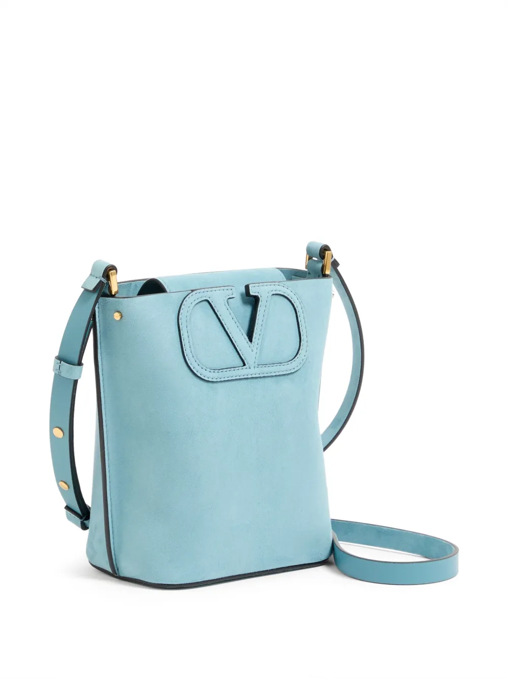 Valentino Garavani Kleine Fill Me suède bucket-tas Blauw