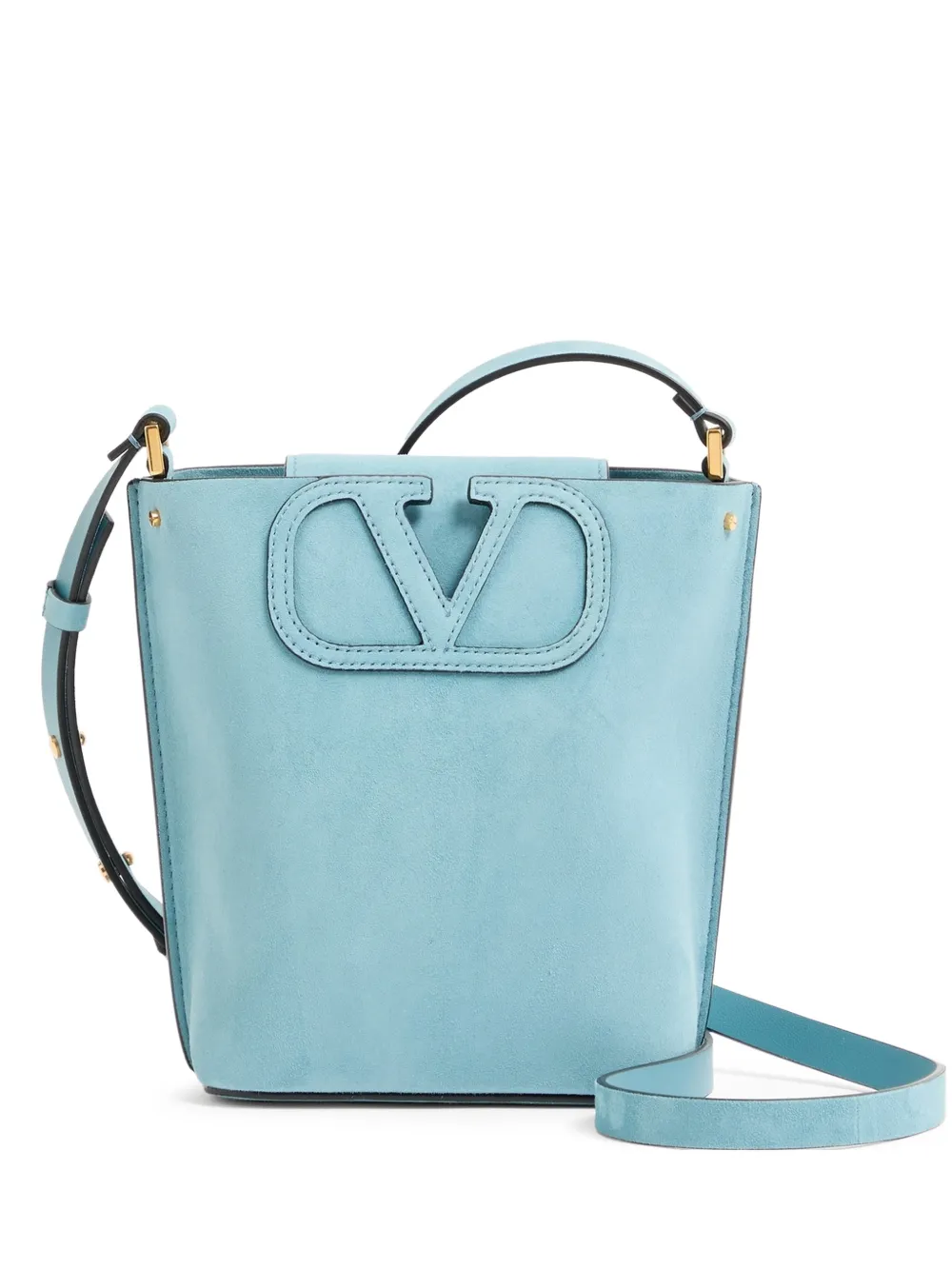 Valentino Garavani Borsa a secchiello Fill Me piccola in pelle scamosciata - Blu