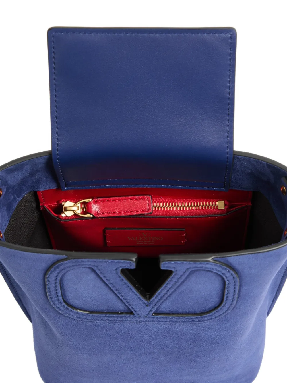 Valentino Garavani Kleine Fill Me suède bucket-tas Blauw
