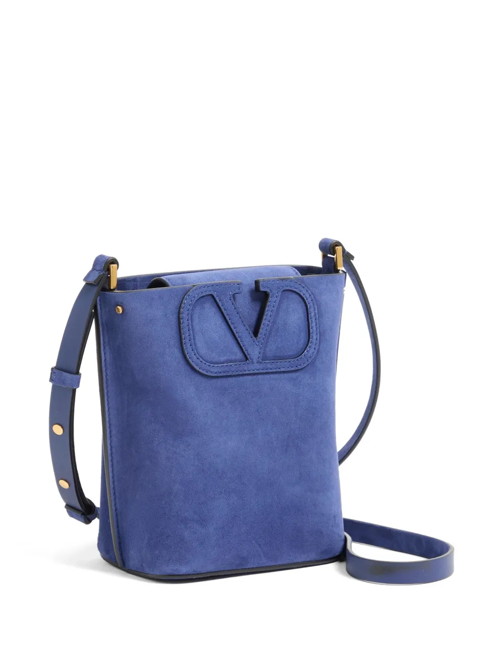 Valentino Garavani Kleine Fill Me suède bucket-tas Blauw