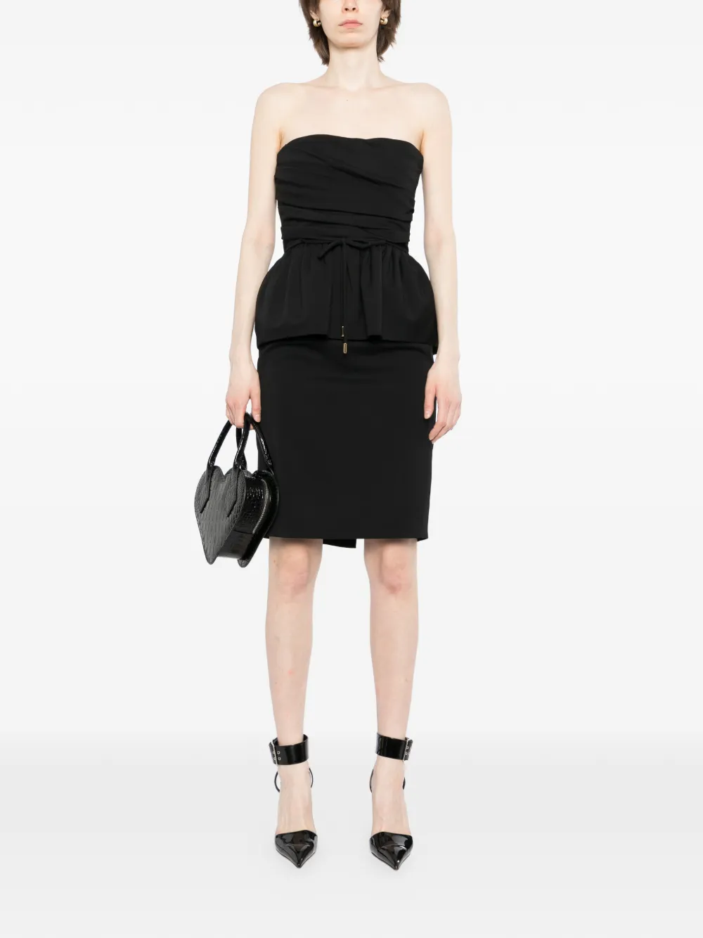 DSQUARED2 Strapless jurk met peplum taille Zwart