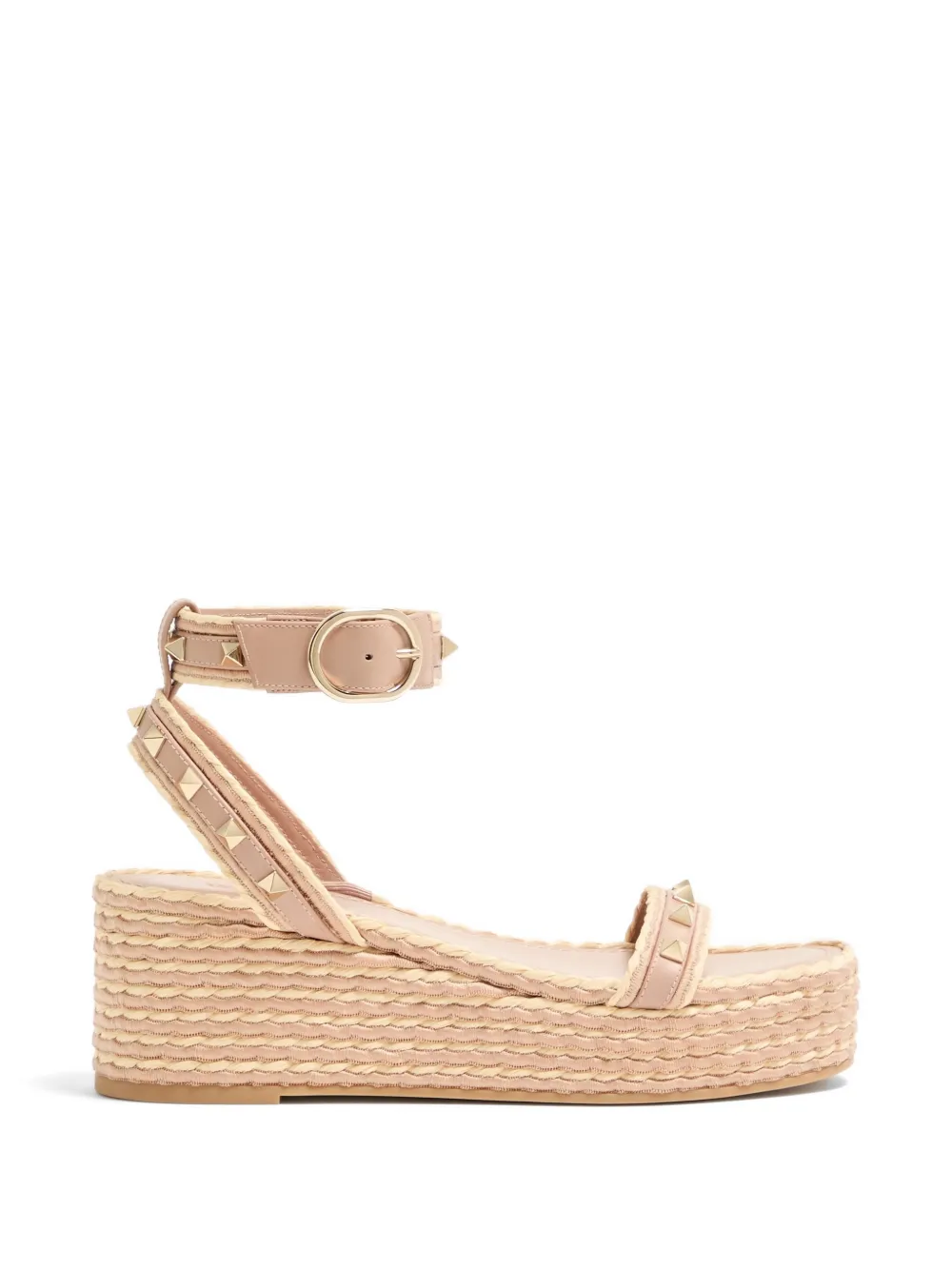 Valentino Garavani Rockstud flatform sandals in calfskin 45mm Beige