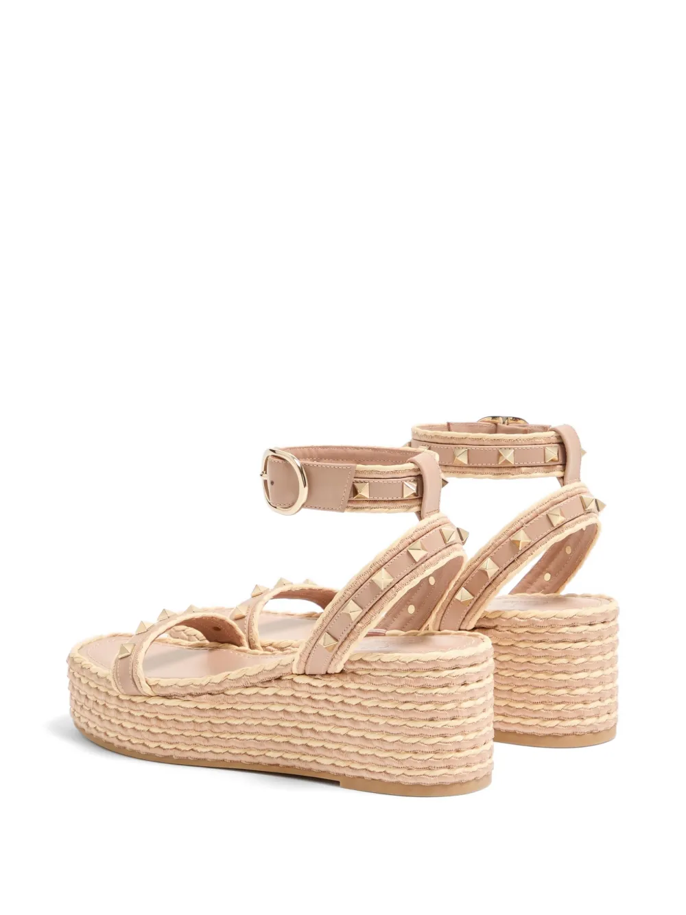 Valentino Garavani Rockstud flatform sandals in calfskin 45mm Beige