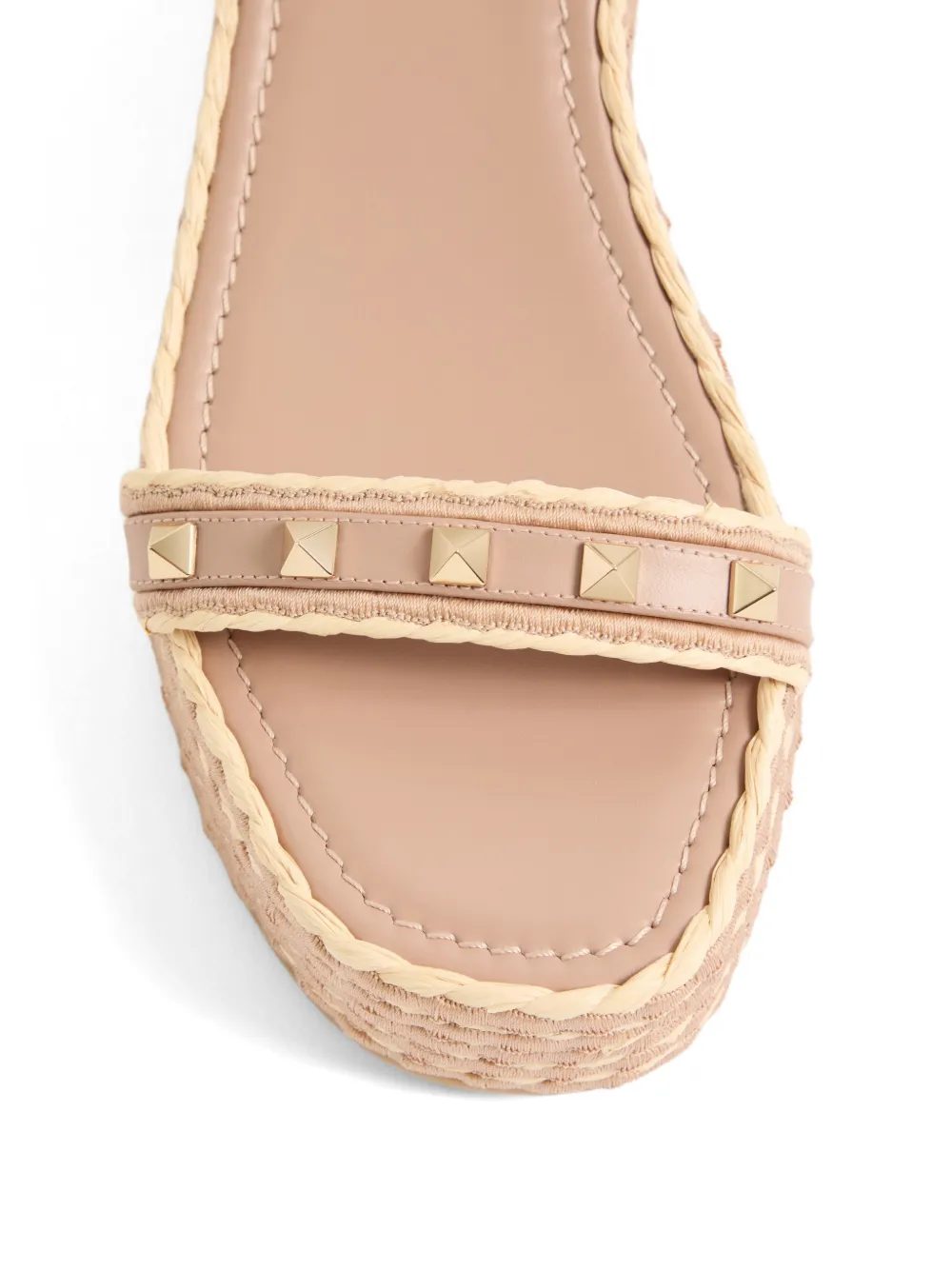 Valentino Garavani Rockstud flatform sandals in calfskin 45mm Beige