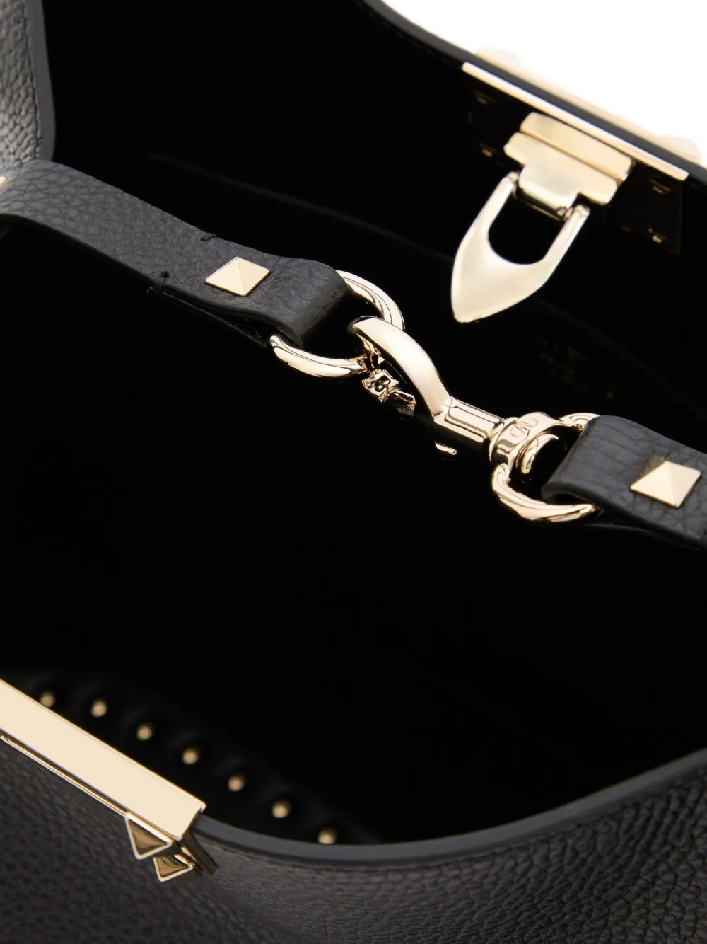 Valentino Garavani Rockstud shopper van korrelig kalfsleer Zwart