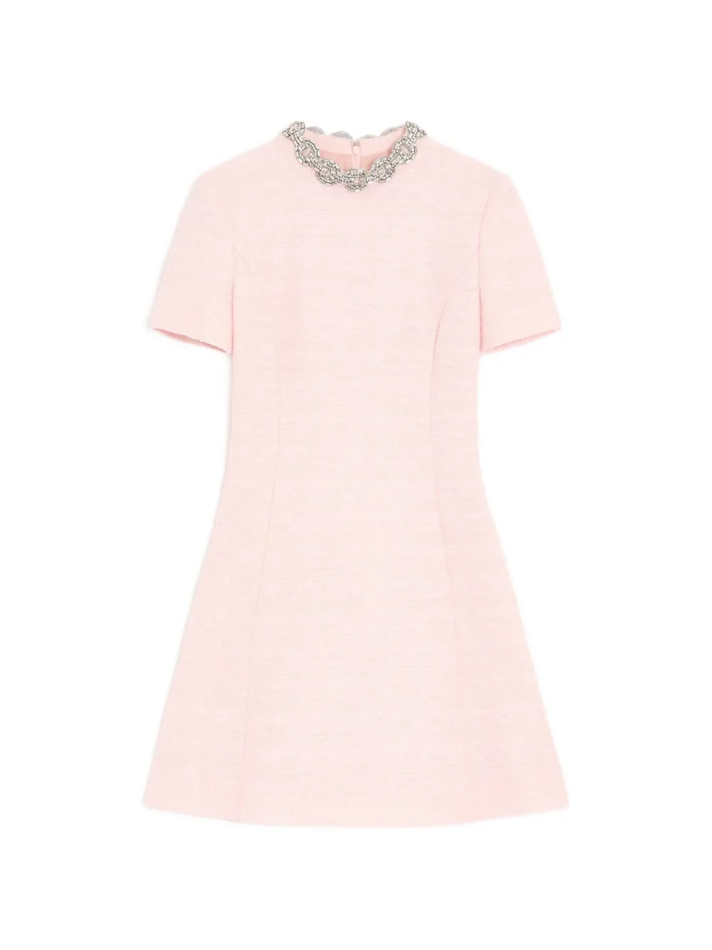 Valentino Garavani embroidered crinkle cotton tweed short dress - Rosa
