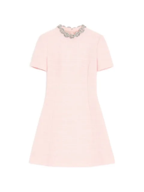 Valentino Garavani embroidered crinkle cotton tweed short dress