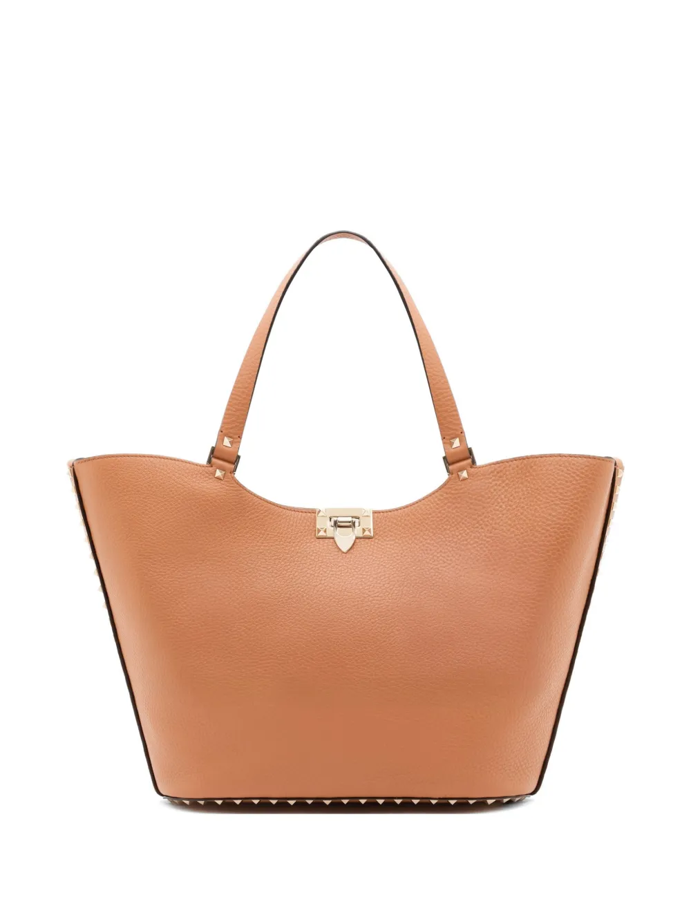 Valentino Garavani Rockstud grainy calfskin shopping bag - Braun