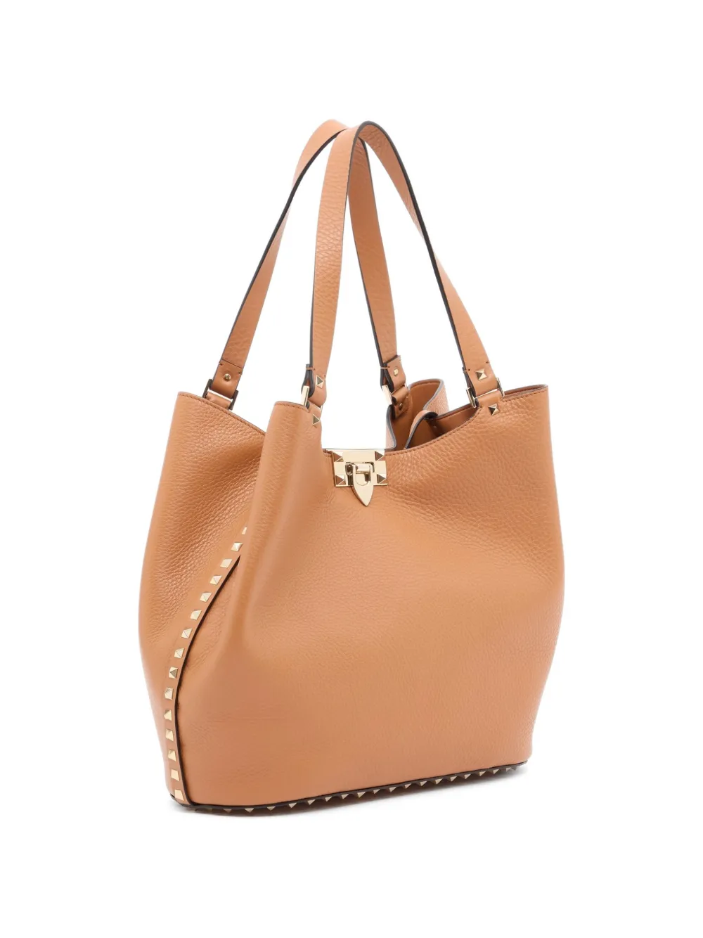 Valentino Garavani Rockstud shopper van korrelig kalfsleer Bruin