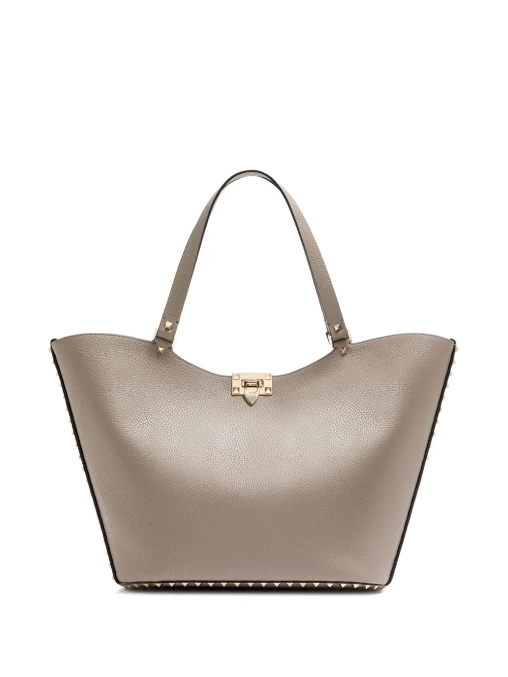 Valentino Garavani Rockstud grainy calfskin shopping bag - Grau
