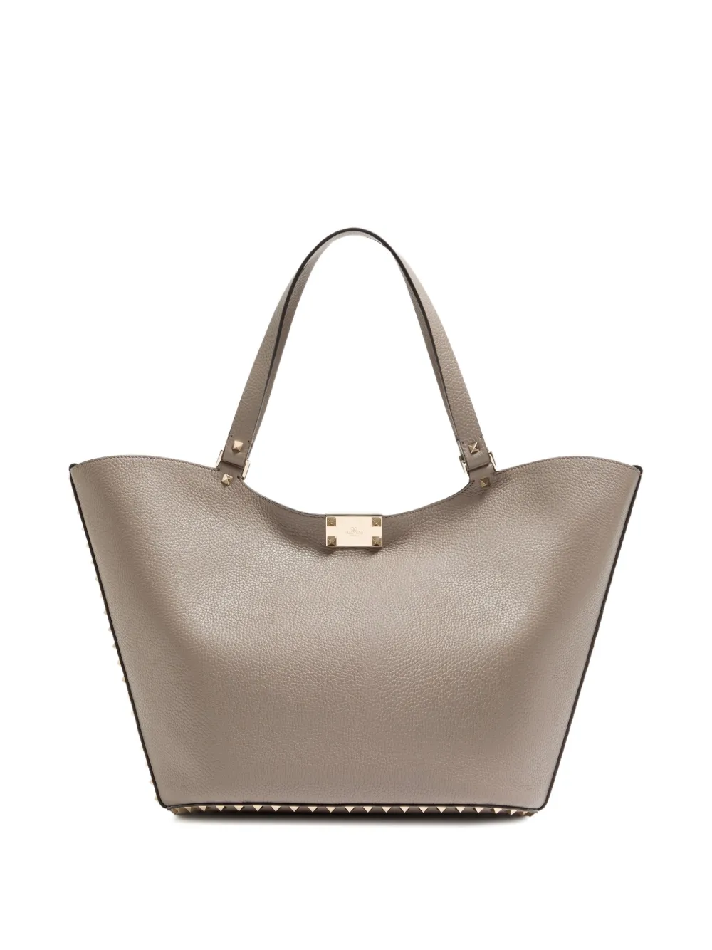 Valentino Garavani Rockstud shopper van korrelig kalfsleer Grijs