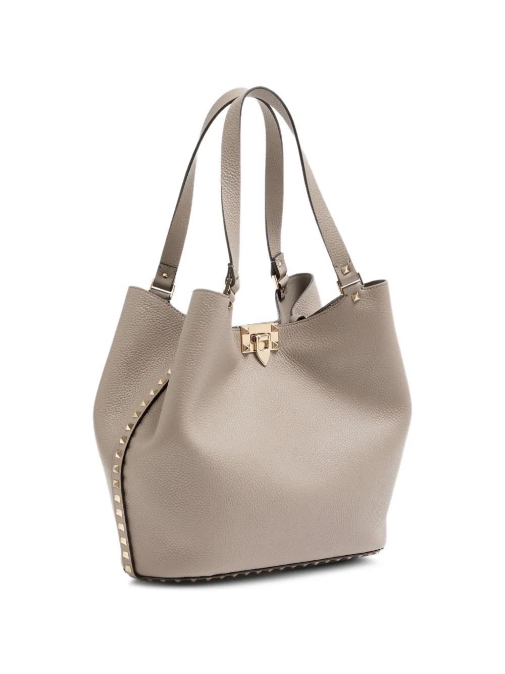 Valentino Garavani Rockstud shopper van korrelig kalfsleer Grijs