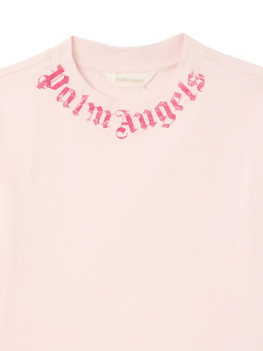 Palm Angels Kids Geborsteld T-shirt met logoprint Roze