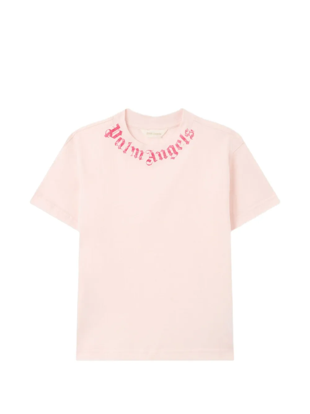 Palm Angels Kids logo-print brushed T-shirt - Rosa