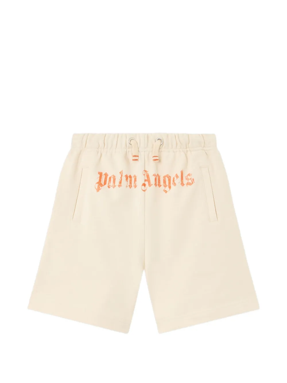 Palm Angels Kids logo-print drawstring shorts - Toni neutri