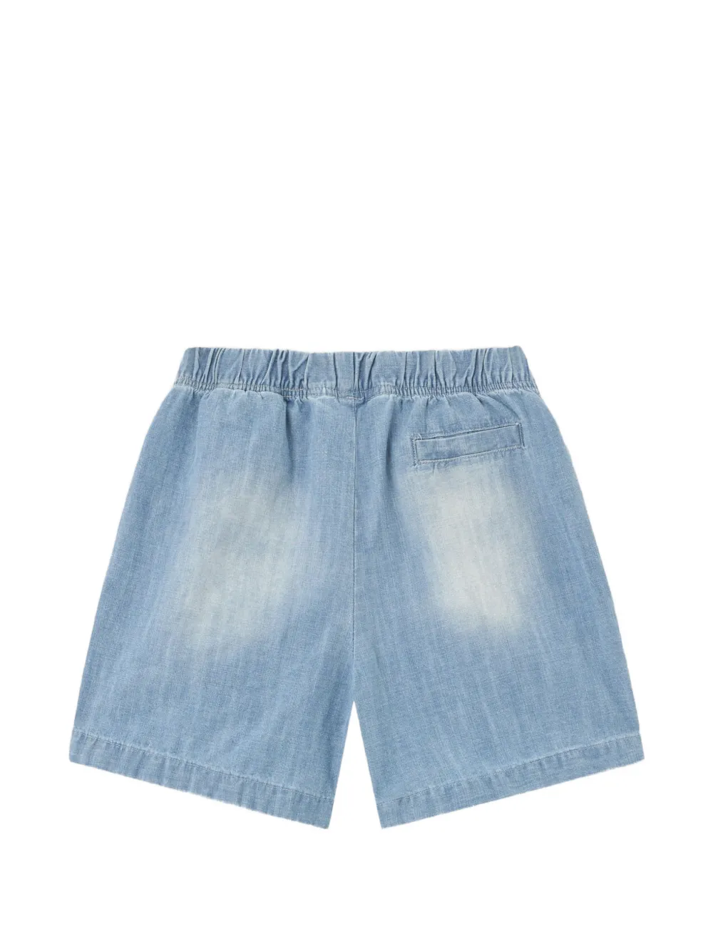 Palm Angels Kids Chambray shorts met beerpatch Blauw
