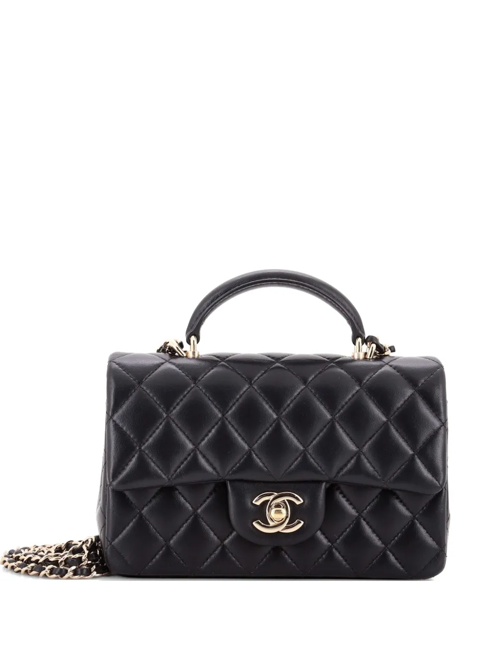 CHANEL Pre-Owned Classic Single Flap Top Handle Bag Quilted Lambskin Mini shoulder bag - Nero