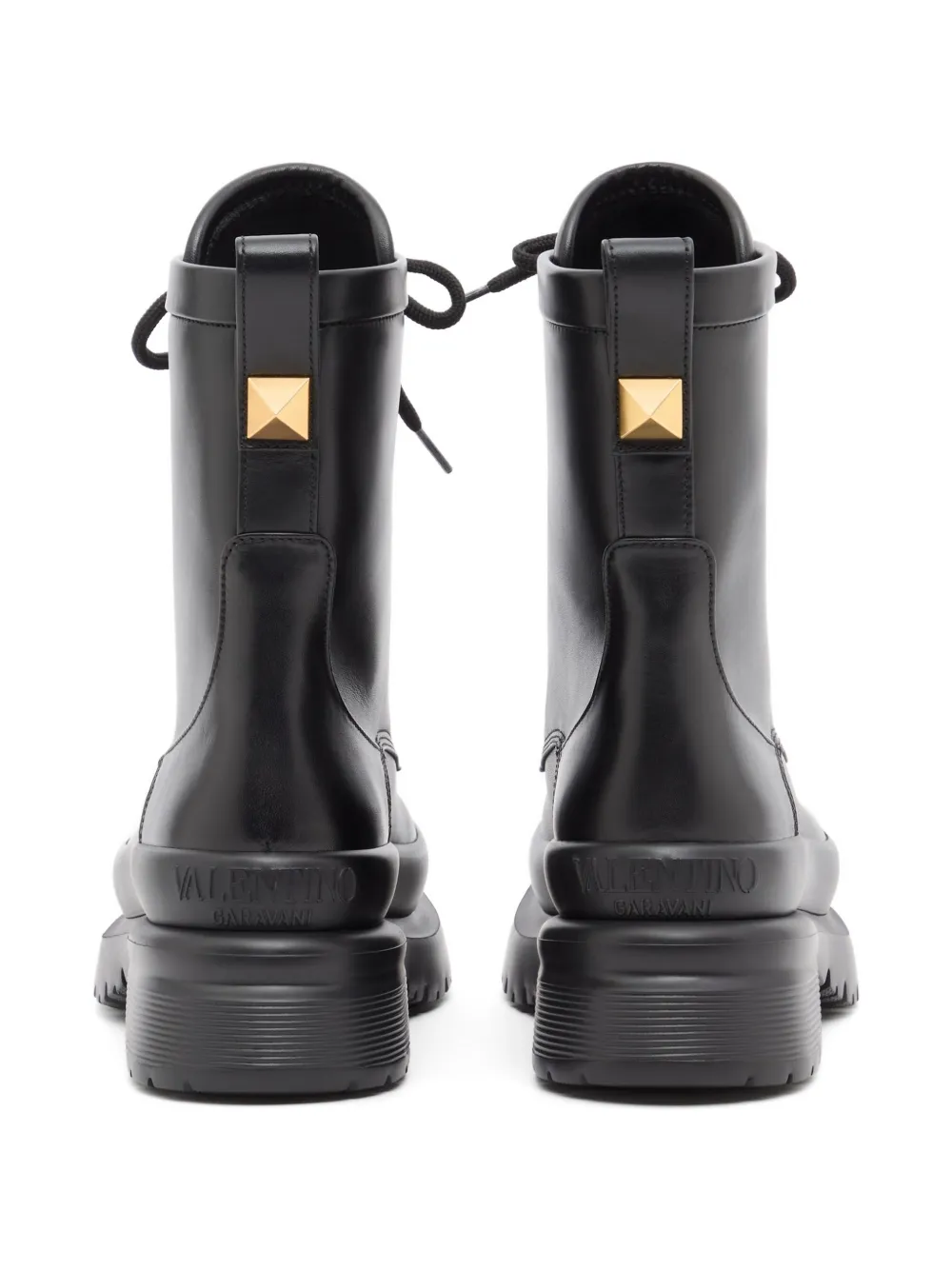 Valentino Garavani Roman Stud kalfsleren combat boots 50 mm Zwart