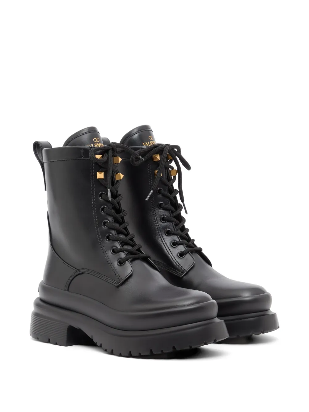 Valentino Garavani Roman Stud kalfsleren combat boots 50 mm Zwart