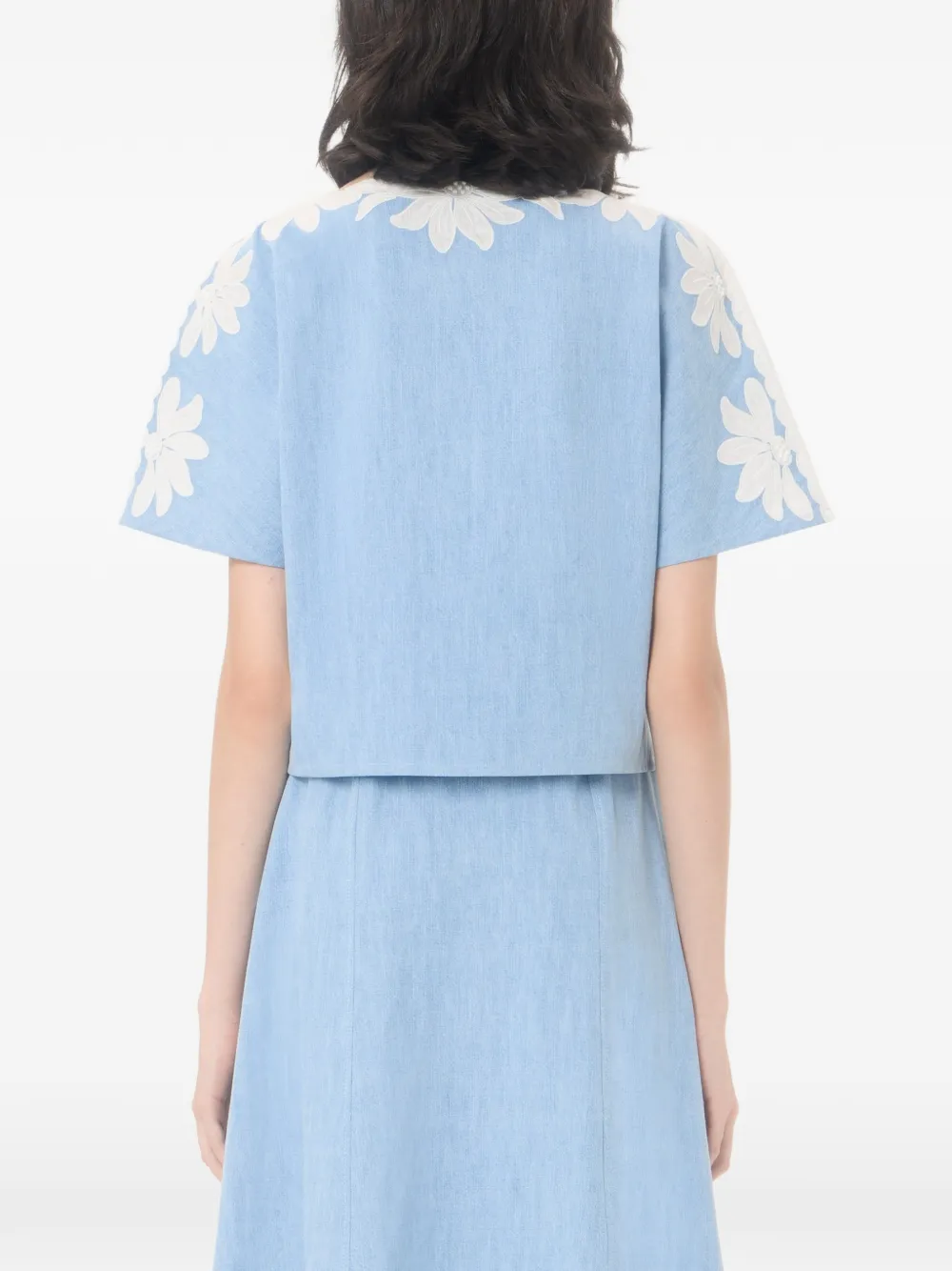 Valentino Garavani Lichtblauw geborduurde denim blouse