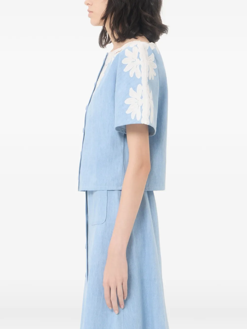 Valentino Garavani Lichtblauw geborduurde denim blouse