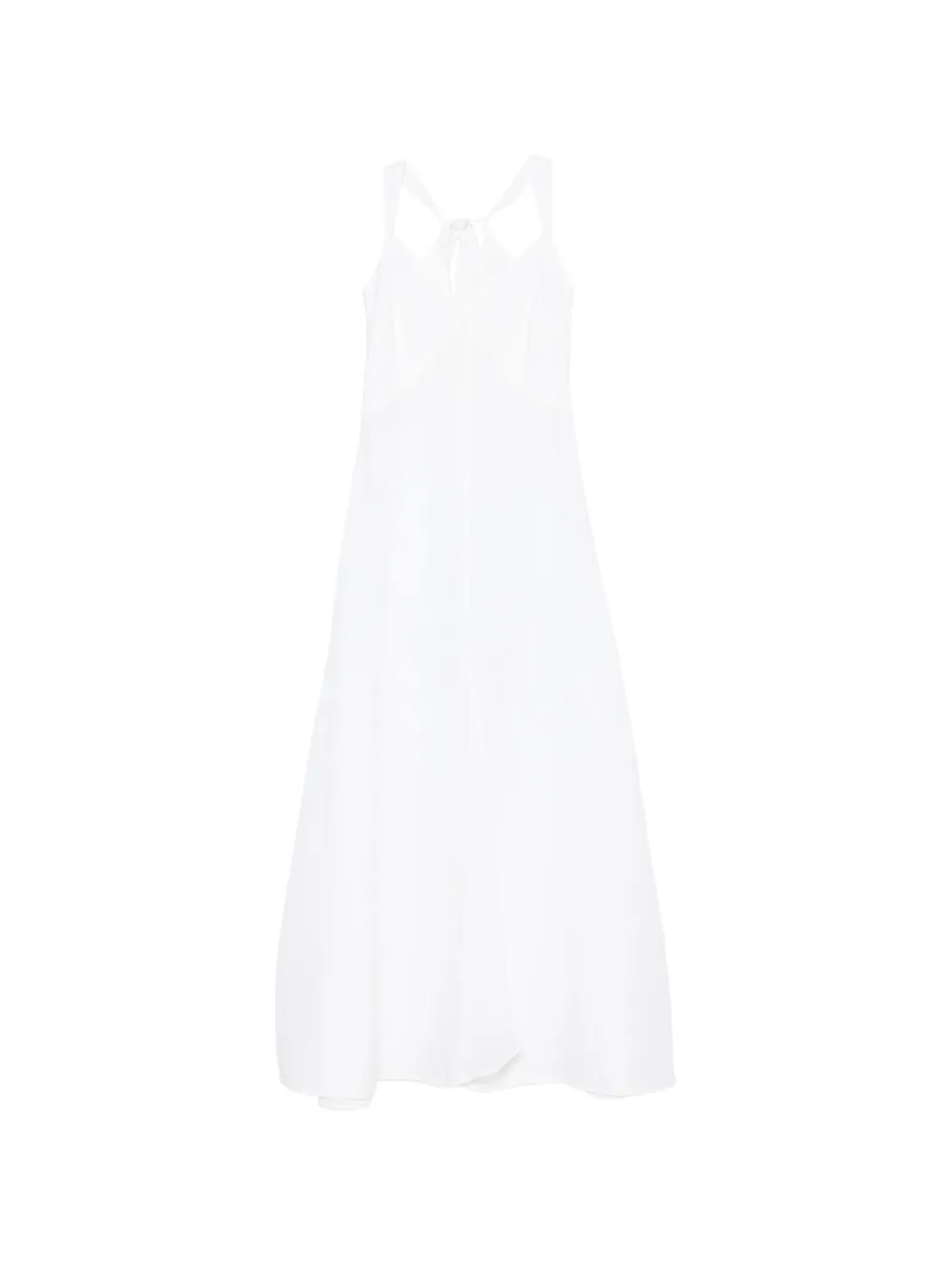120% Lino halterneck A-line maxi dress - Bianco