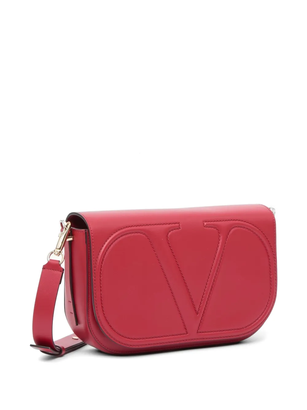 Valentino Garavani VLogo Walk kalfsleren schoudertas Rood