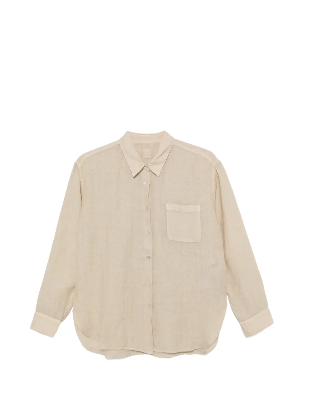 120% Lino Ali chest-pocket curved-hem shirt - Nude