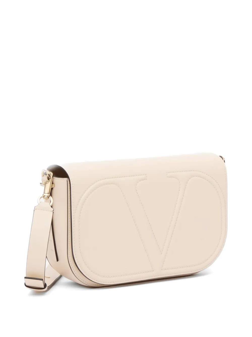 Valentino Garavani VLogo Walk kalfsleren schoudertas Beige