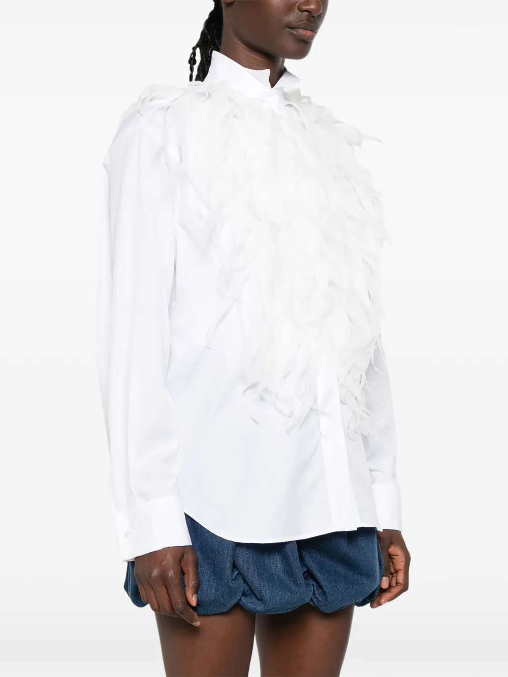 Viktor & Rolf Rok verfraaid met veren Beige