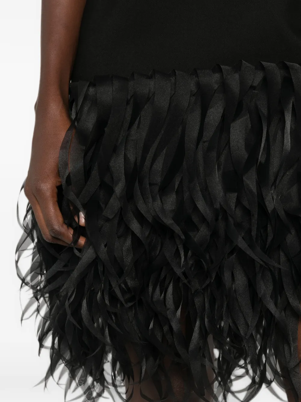 Viktor & Rolf Mini-jurk met veren en halternek Zwart