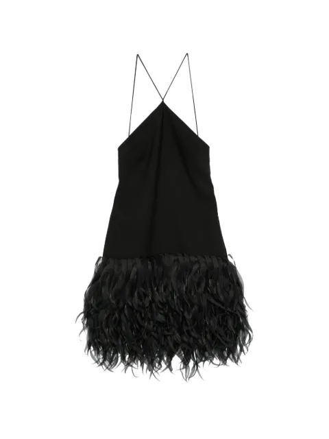 Viktor & Rolf feather-hem halterneck mini dress