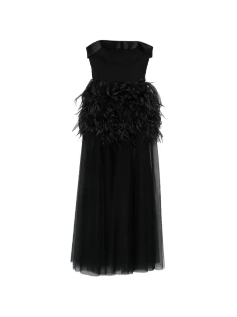 Viktor & Rolf feather-trim strapless maxi dress