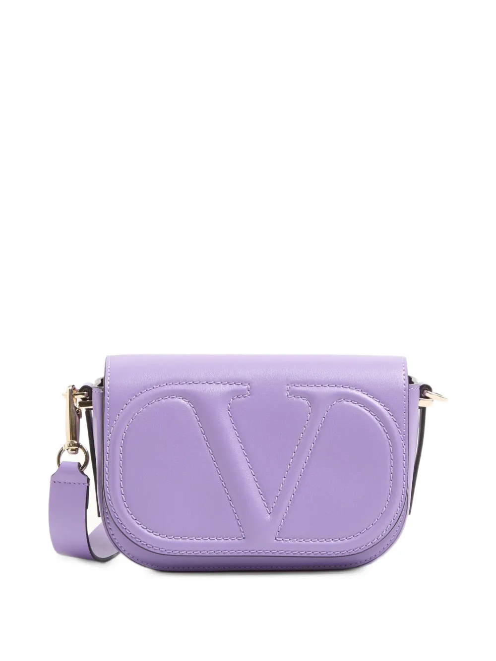 Valentino Garavani Borsa a tracolla VLogo Walk piccola in pelle di vitello - Viola