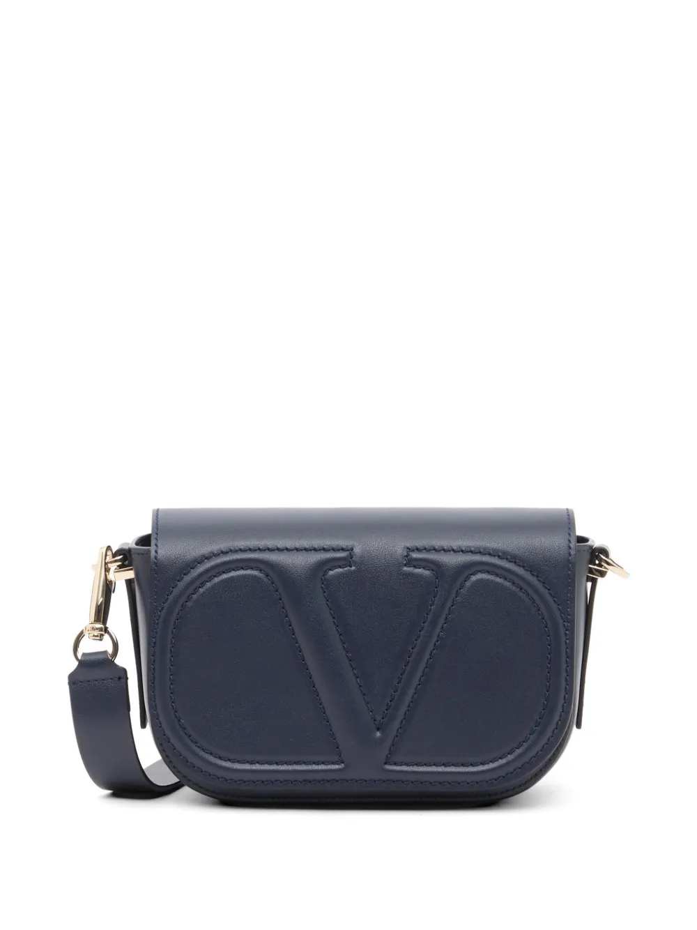 Valentino Garavani Borsa a tracolla VLogo Walk piccola in pelle di vitello - Blu