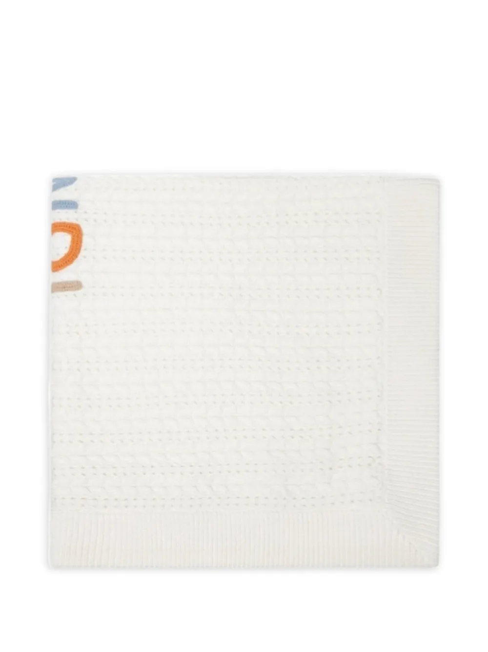 Fendi Kids cable-knit embroidered blanket - Bianco
