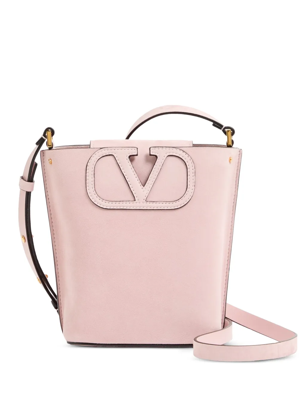 Valentino Garavani Borsa a secchiello Fill Me piccola in pelle scamosciata - Rosa