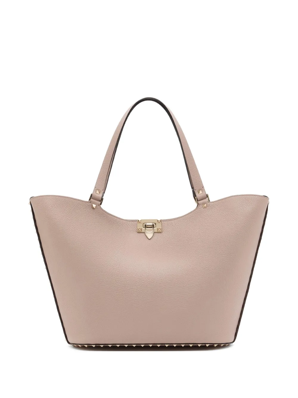 Valentino Garavani Rockstud grainy calfskin shopping bag - Rosa