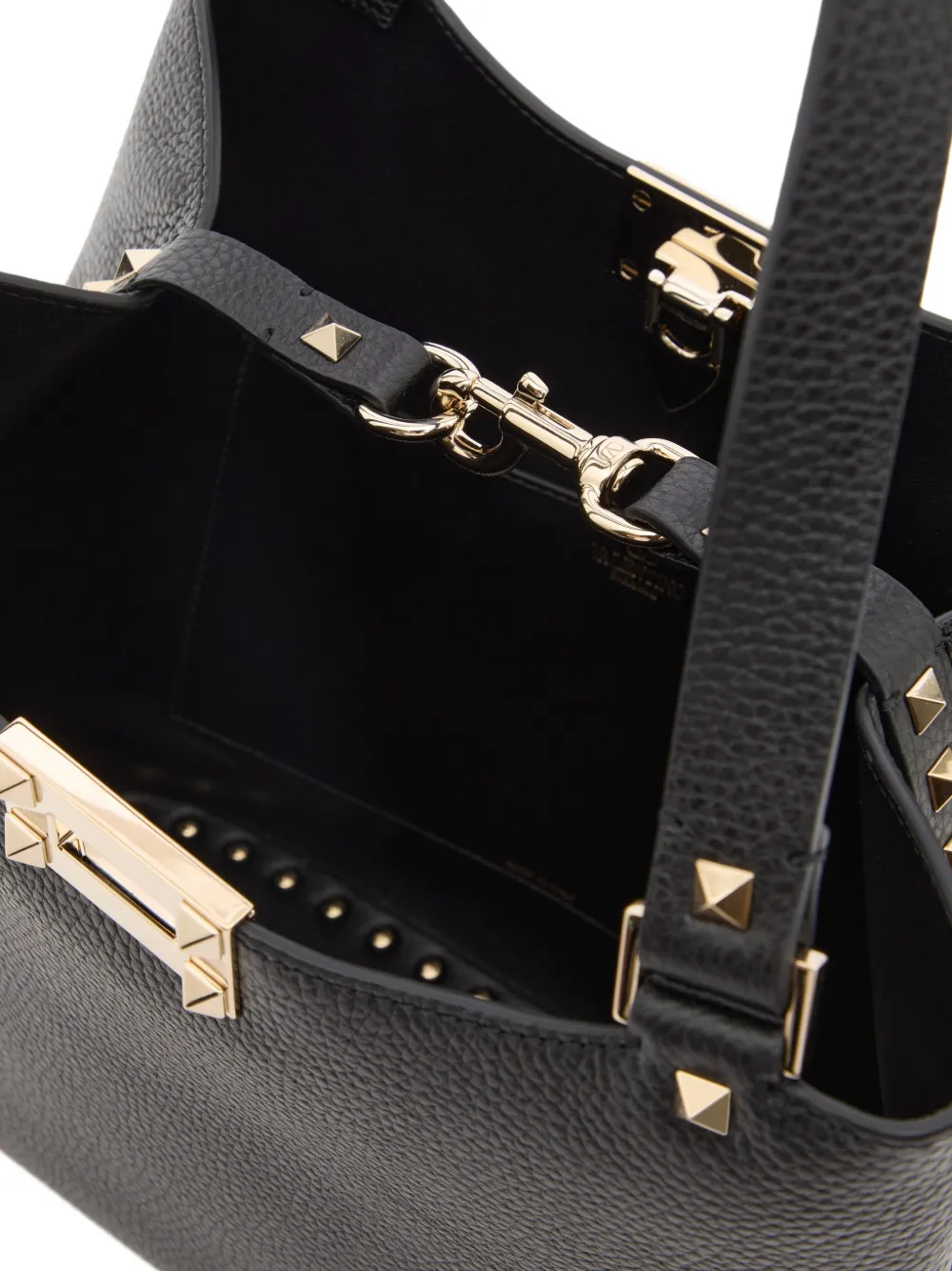 Valentino Garavani Rockstud kleine shopper van korrelig kalfsleer Zwart