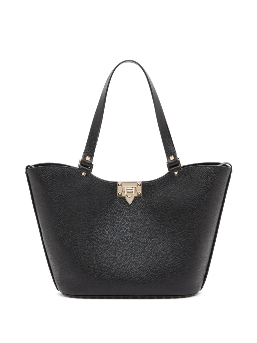 Valentino Garavani Rockstud small shopping bag in grainy calfskin - Schwarz