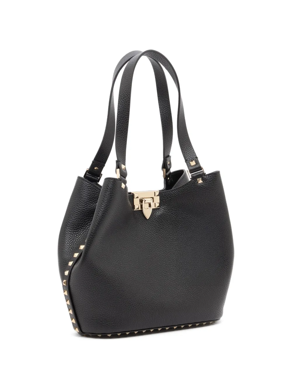 Valentino Garavani Rockstud kleine shopper van korrelig kalfsleer Zwart