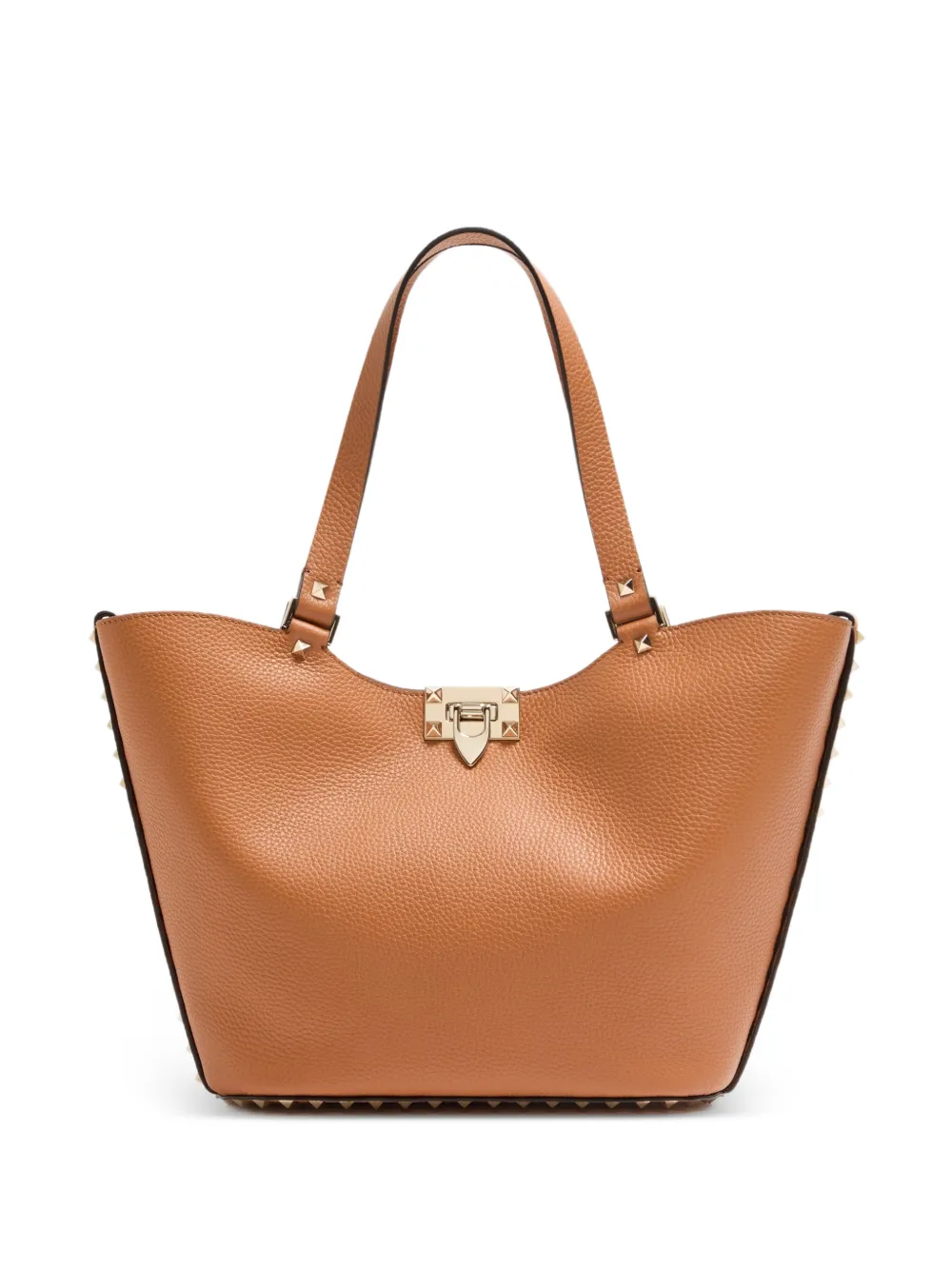Valentino Garavani Rockstud grainy leather tote bag - Braun