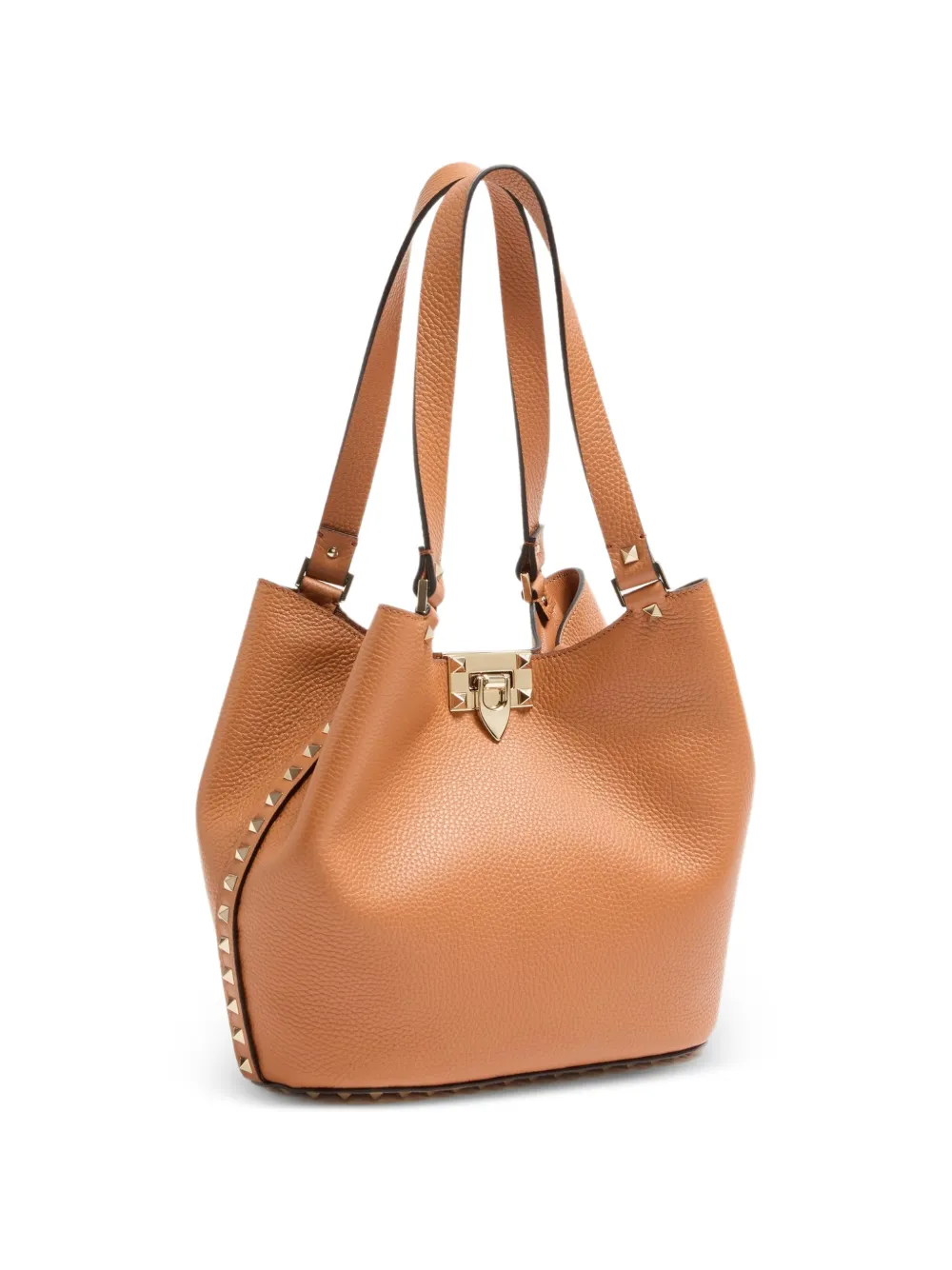 Valentino Garavani Rockstud shopper van bewerkt leer Bruin