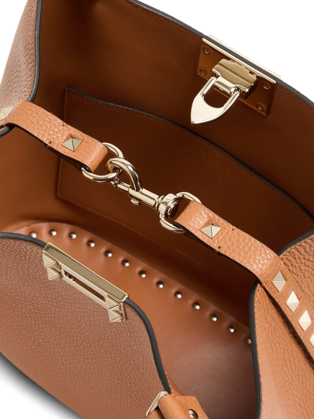 Valentino Garavani Rockstud shopper van bewerkt leer Bruin