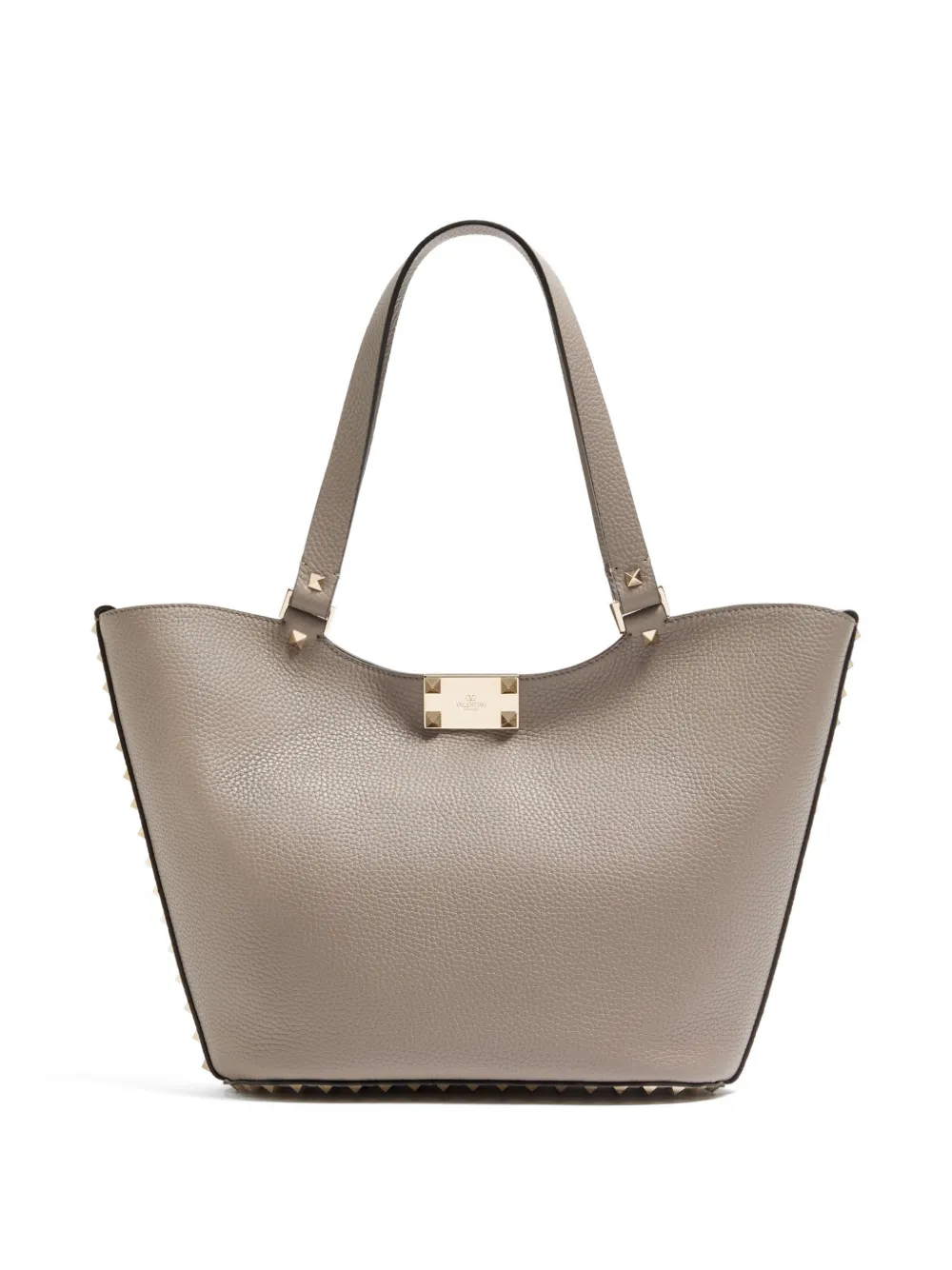 Valentino Garavani Rockstud kleine shopper van korrelig kalfsleer Grijs