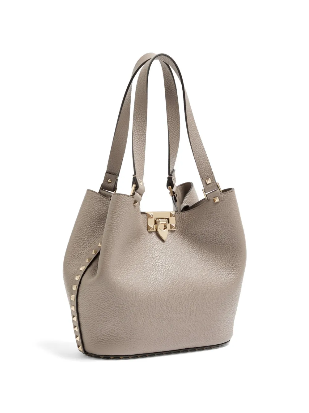 Valentino Garavani Rockstud kleine shopper van korrelig kalfsleer Grijs