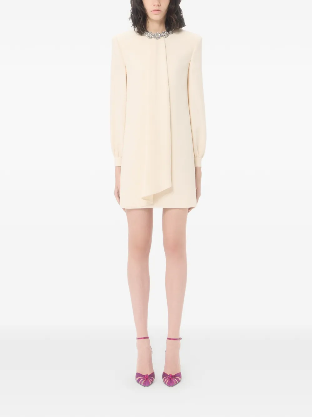 Valentino Garavani Mini-jurk verfraaid met kristallen Beige