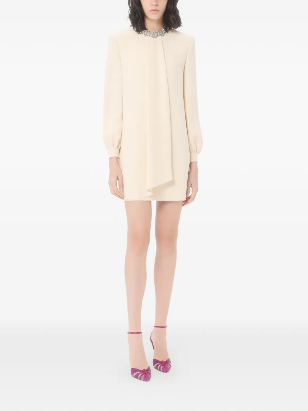 Valentino Garavani Mini-jurk verfraaid met kristallen Beige