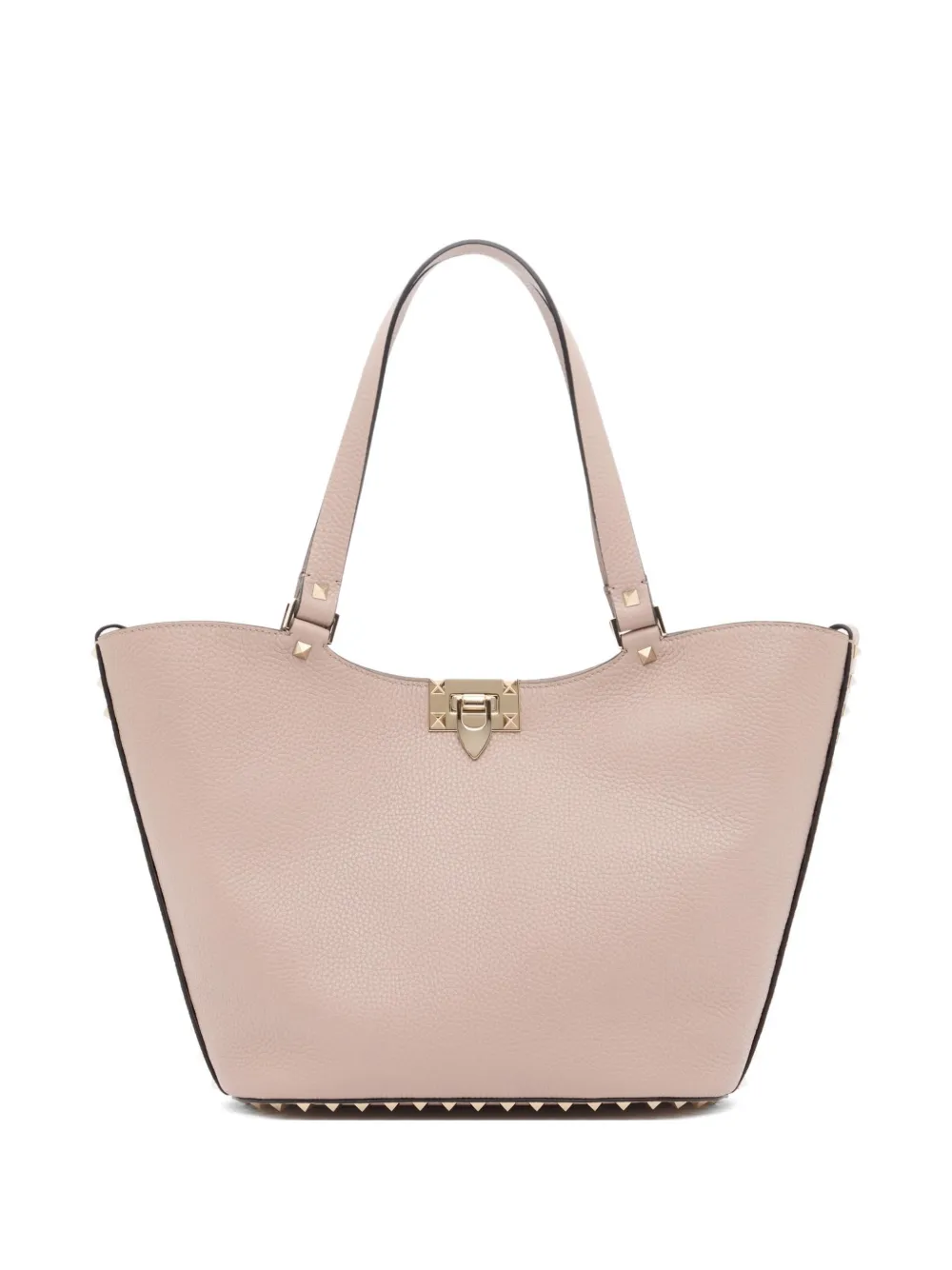 Valentino Garavani Rockstud small shopping bag in grainy calfskin - Rosa
