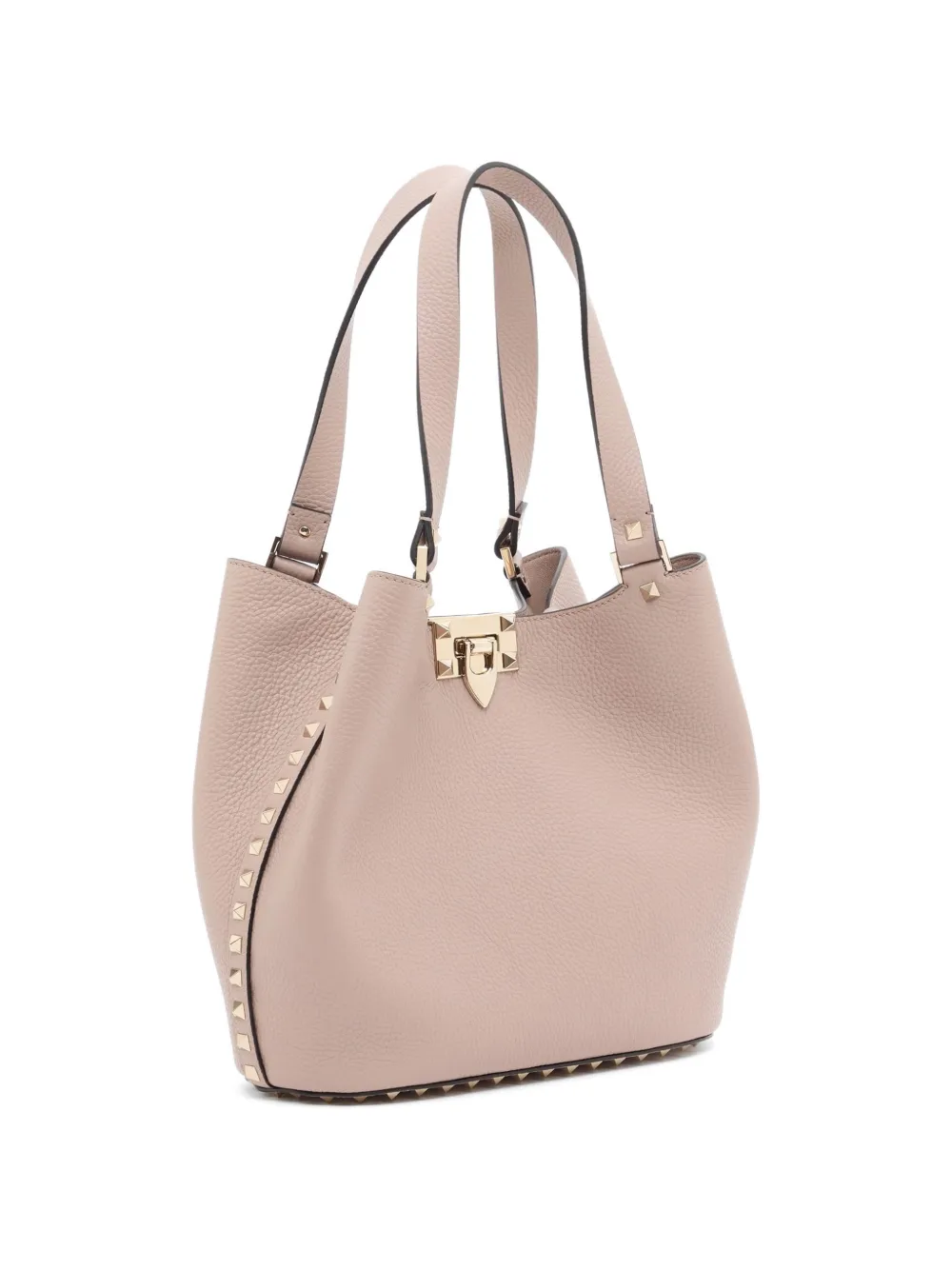 Valentino Garavani Rockstud small shopping bag in grainy calfskin Roze
